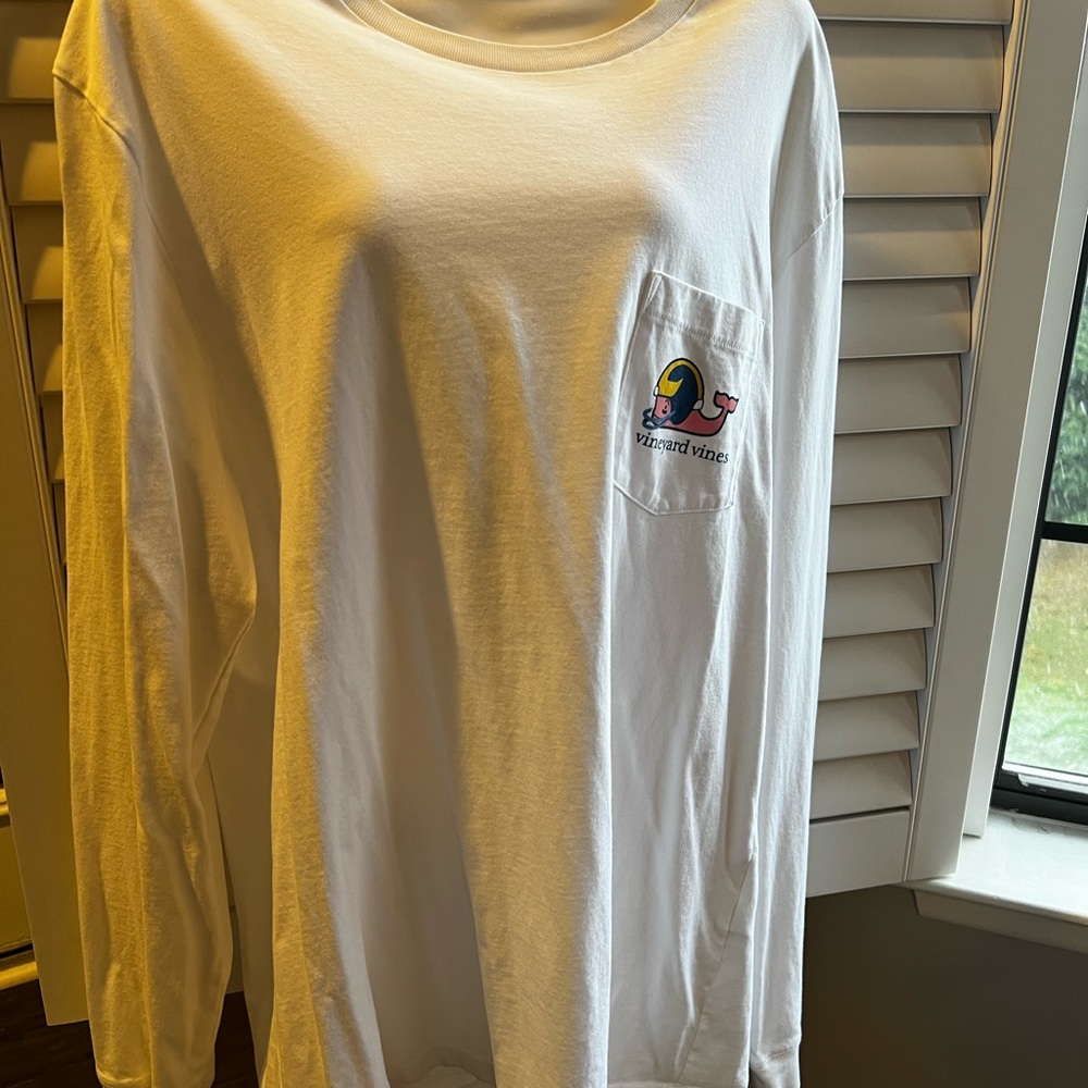 Vineyard Vines White Long Sleeve University of Michigan Shirt